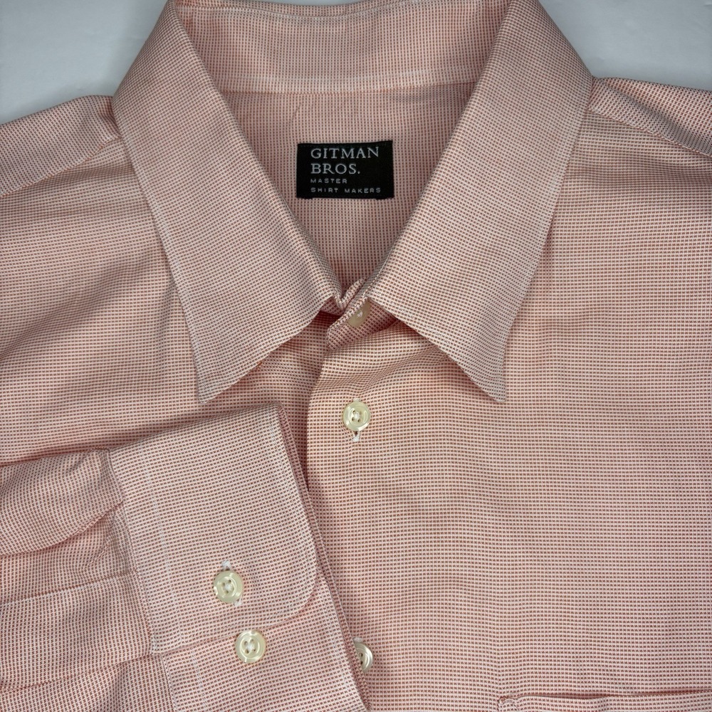 Gitman Bros Men's 2XL Pink 100% Cotton Check Button Down Long Sleeve Dress Shirt